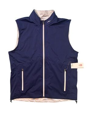 KJUS Navy Blue Silver Gemini Reversible Full-Zip Vest MG40-H03 Golf Ski 56/2XL